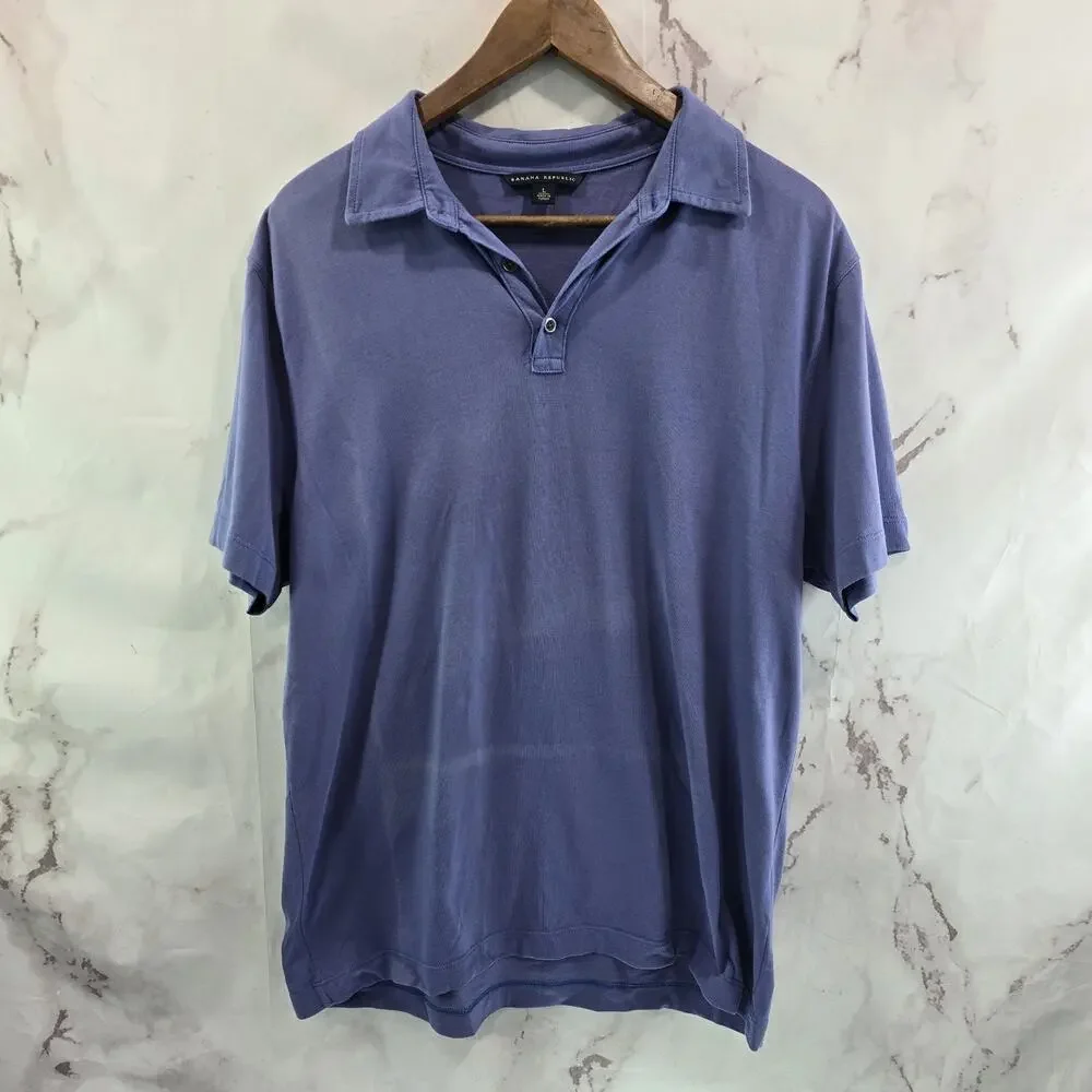 Banana Republic Shirt Mens Large Polo Purple Cotton Short Sleeve Tee Flaw